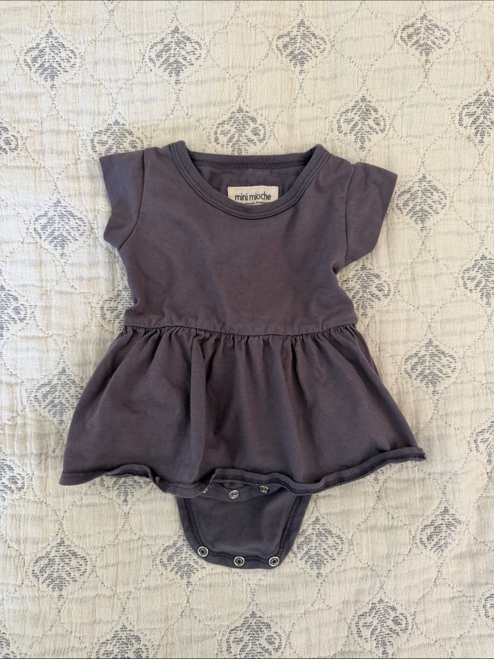 Mini Mioche Purple Baby Dress Onesie - Soft Knit Skirted Bodysuit 3-6M